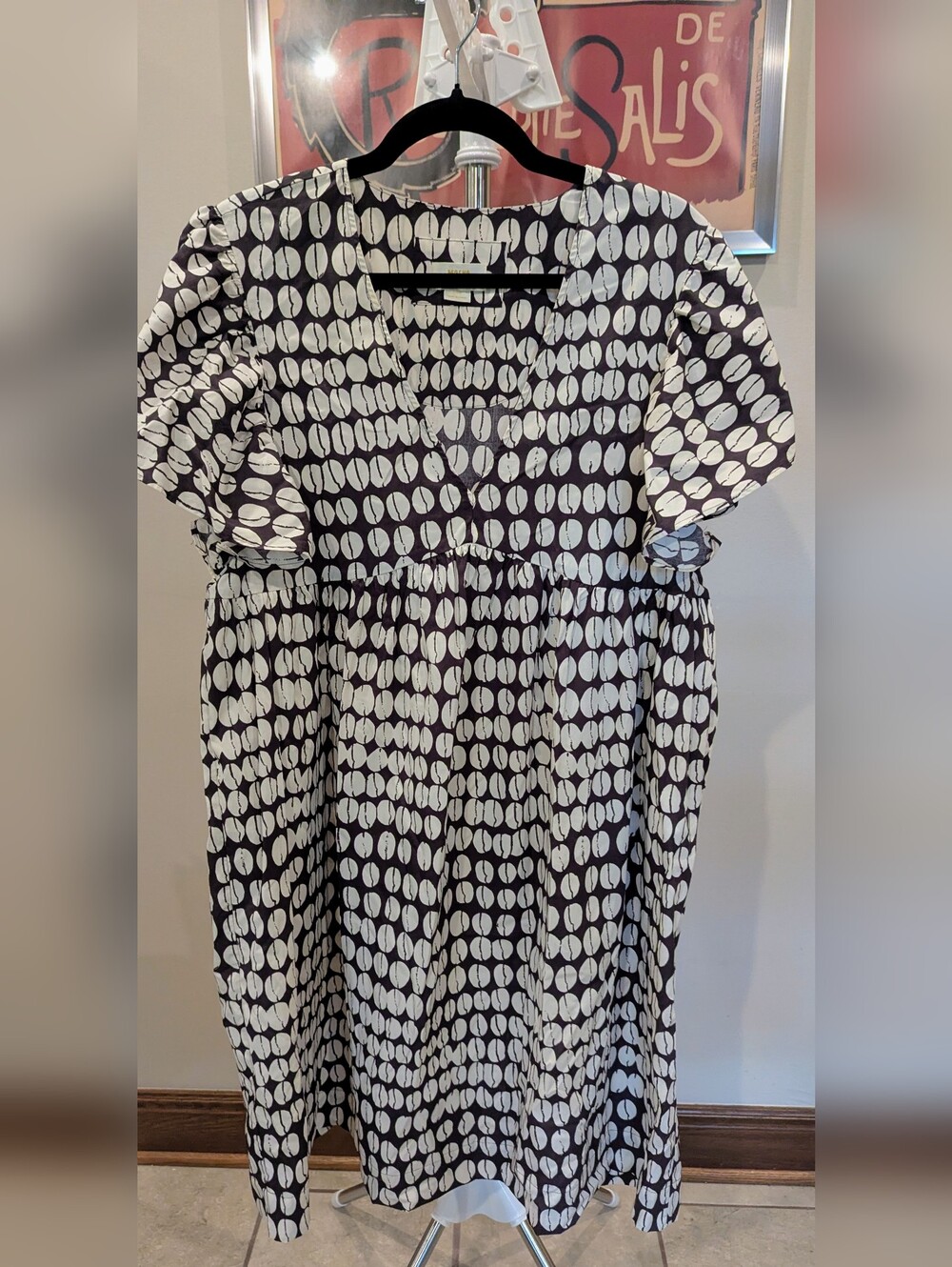 Anthropologie Maeve Printed Flutter-Sleeve Babydoll Dress Size L EUC $48 Pockets